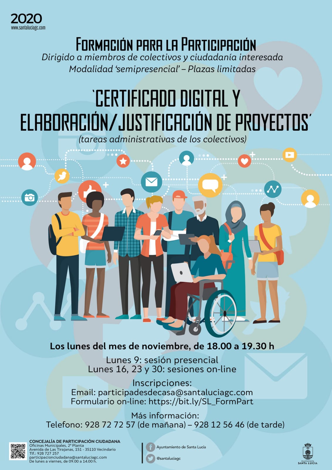 El Ayuntamiento de Santa Lucía  imparte formación a colectivos sociales y a la ciudadanía para la gestión de trámites telemáticos